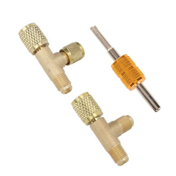 1/4in Ventilkjerne Messing T-adapter Hurtigkobling Adgang T-fittings til Vakuummåler R22 R12 R134 Kølemiddel