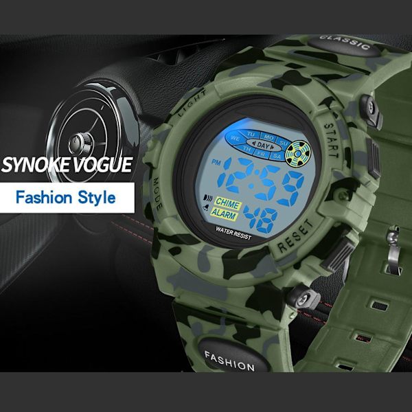 Digital watch för barn Vattentät Casual Electronic Watch 7 Färgglad LED watch med larmarmbandsur för pojkar, flickor, barn