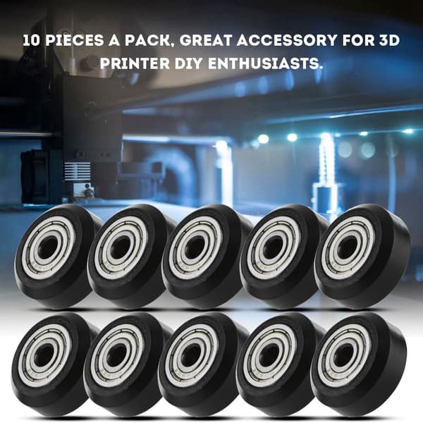 10 stk. CNC Hjul Remskive POM med Lejer 5mm Hul til 3D Printer