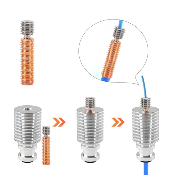 4 stk 3D-skriver All Metal Heatbreak Profesjonell Kobberlegering Ekstruder Halsrør Bytte for 3D-skriver Tilbehør for MK8