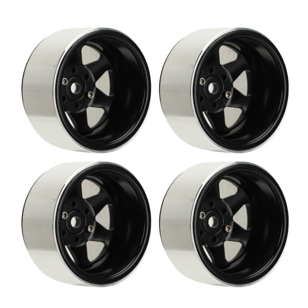 4stk Beadlock Fälg Offset ‑8.9mm Metall Djup Skål Nav Fälgar för Axial SCX10 90046 1.9 Tum Svart