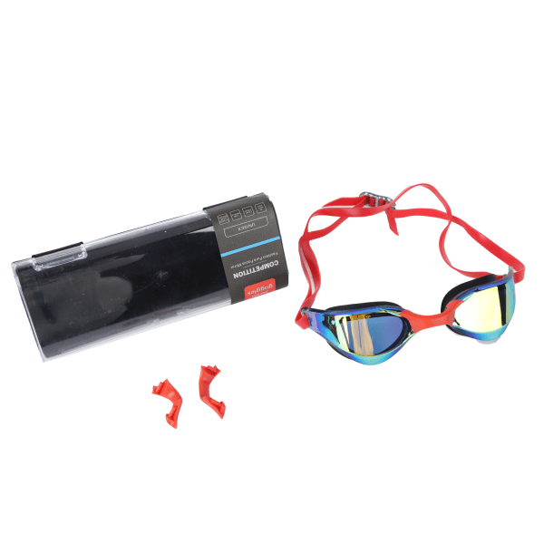 Svømmebriller til voksne Ingen utæt UV-beskyttelse Swim Racing-briller High Definition-linser Rød