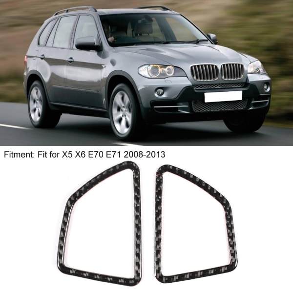 2 st Kolfiber Instrumentbräda Luftventil Panel Cover Trim Dekoration Passar X5 X6 E70 E71 2008-2013 Vänsterstyrd