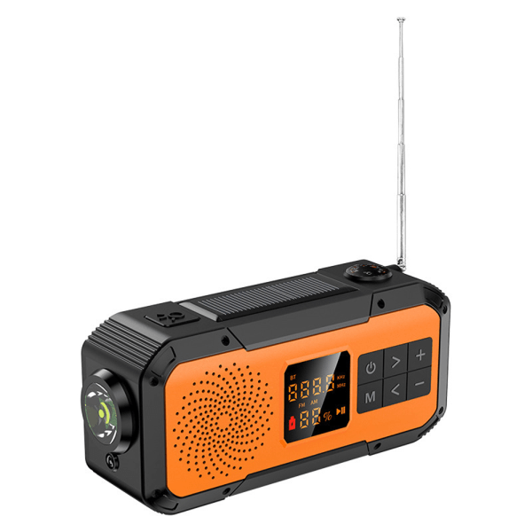 2000mAh Nødradio Solar Håndsving Radio AM/FM/WB/NOAA Multifunktionsradio Nødlygte Power Bank, Orange