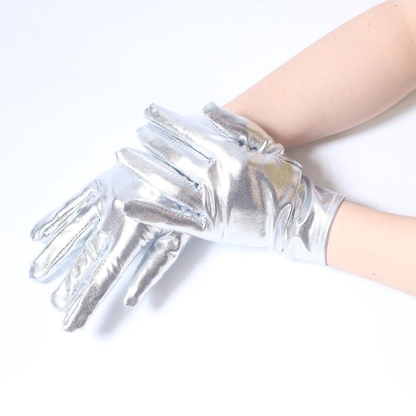 Eleganta lättviktshandskar i silver ullläder för kvinnor för dagligt bruk