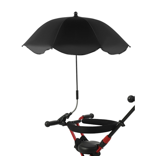 Babyvagnsparasoll UV-skydd 360 Grader Justerbar Automatisk Vattentät Bärbar Vagnsolskydd Svart