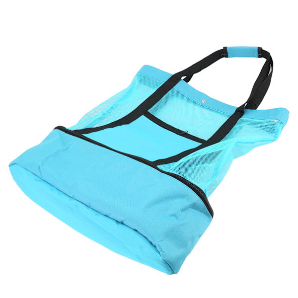 Mesh Strandtaske Multifunktion Mesh Design Top Lynlås Hold Friskhed Holdbar Stof Strand Tote til Strand Have Camping Grøn