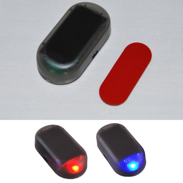 Bil Solenergi Simulerad Dummy Alarm Varnings Anti Stöld LED Blinkande Säkerhetslampa