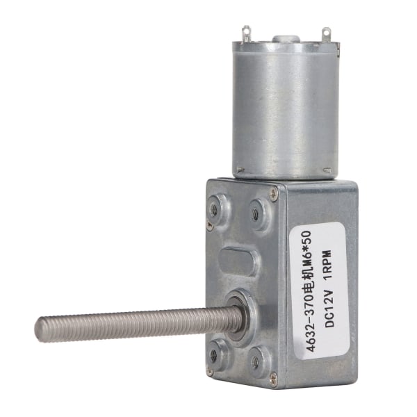 Matovaihde DC-moottori, itselukittuva, M6-pää, pyörivä akselin kierre, nopeuden alennus, DC-vaihdemoottori, DC12V, 1RPM