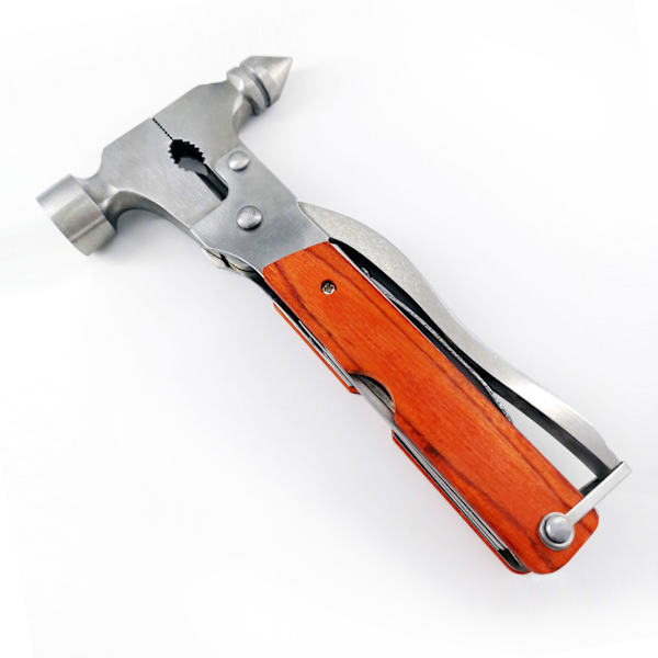 Multiverktøy Hammer Stål Foldbar Multifunksjonell Camping Hammer Multiverktøy for Utendørs Vandring Fiske Konisk Sikkerhetshammer