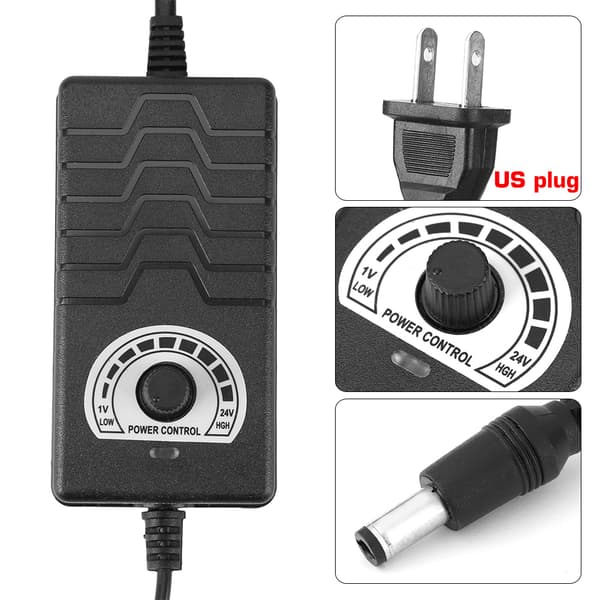 Universal Strømadapter - 1-24V 2A - Motorhastighetskontroller - US Plugg - 100-240V - 1 Stykke