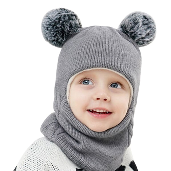 Lasten talvihattu huivisarja Set hattuhuivi Korvaläppä Paksu fleecevuorattu lämmin hupullinen hattu tytöille Pommoille