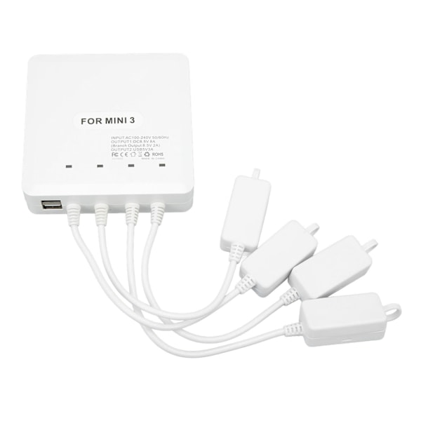 Drone Batterilader 4-veis UAV Lading Hub Tilbehør med USB-port for DJI Mini 3 Pro AU-plugg 100‑240V
