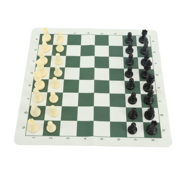 Bärbart set Reseschackbrädspelset set PU schackbräde 32 schackpjäser med förvaringsväska