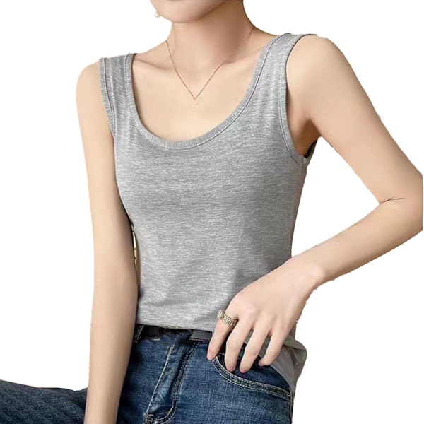 Naisten Toppeja Pehmeä Hengittävä Camisole Leveä Olkahihna Hihaton Yksivärinen Tank Top Kevät Kesä Harmaa L