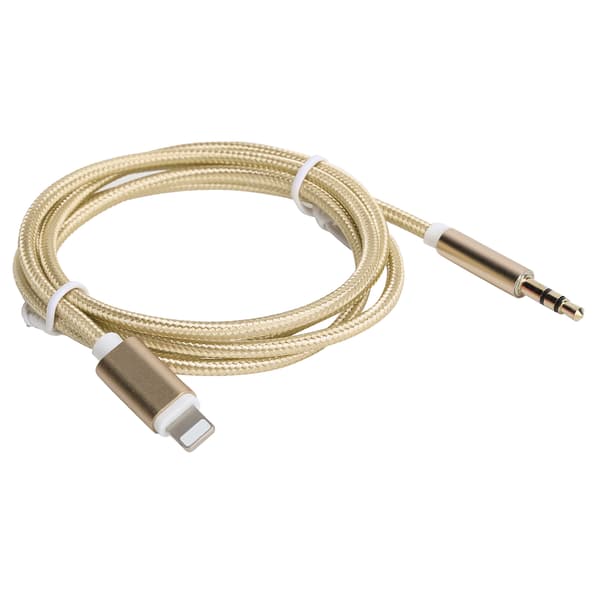 IOS 12 AUX Lydkabel 3.5mm Nylonflettet Adapter Gul
