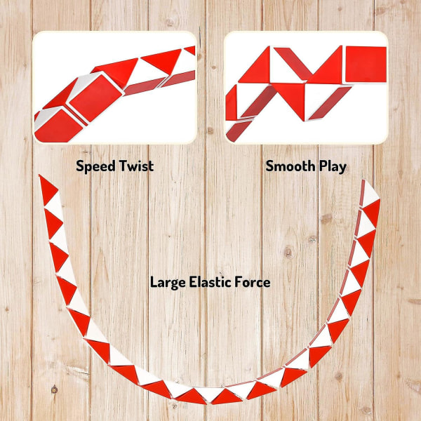 Magic Snake Cube - rød og hvit, 36-delers vridd linjal, 3D-puslespill Snake Brain Teaser-leke for gutter og jenter, festveske og strømpefyll