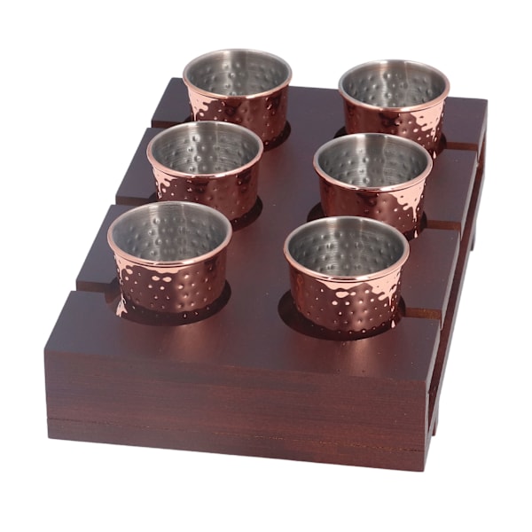 6 stk 100 ml kobberbelagt Moscow Mule-krus i rustfritt stål, cocktailkoppsett med oppbevaringsholder for hjemmefest