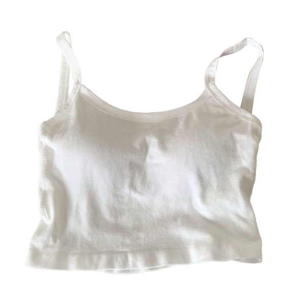 Kvinders Krydsrygget Tanktop Slim Fit Polstret Spaghettistropper Camisole Ryg Hult Elastisk Ren Farve Sommer Tanktop Hvid Fri Størrelse (88.2‑126.8lb）