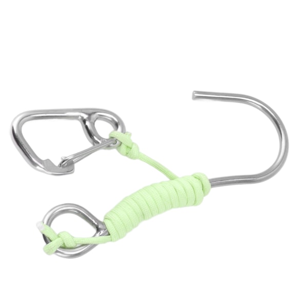 Dykking Single Hook 316 rustfritt stål Anti Lost Reef Hook med lanyard Glow in The Dark for undervannsdykking Green