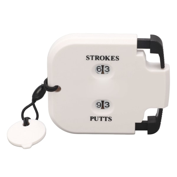 Golfscoretæller plastik 2-cifret slag-putttæller Clicker med ekstra nulstillingsfunktion til 2 spillere White Body Black Press
