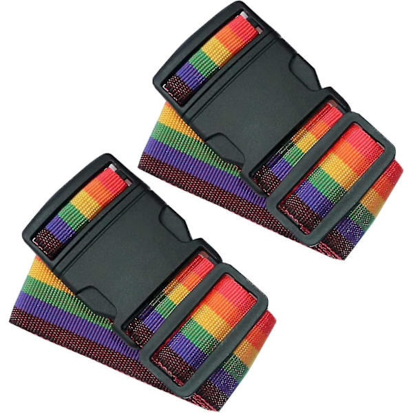 Justerbara bagageremmar Set - 2-pack färgglada bagageremmar korsrem för resväskor