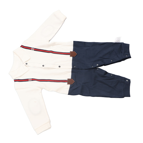 Baby Jumpsuit för Pojkar, Långärmad med Trådda Manschetter, Knappstängning, Pojkkläder med Fluga, 73 cm