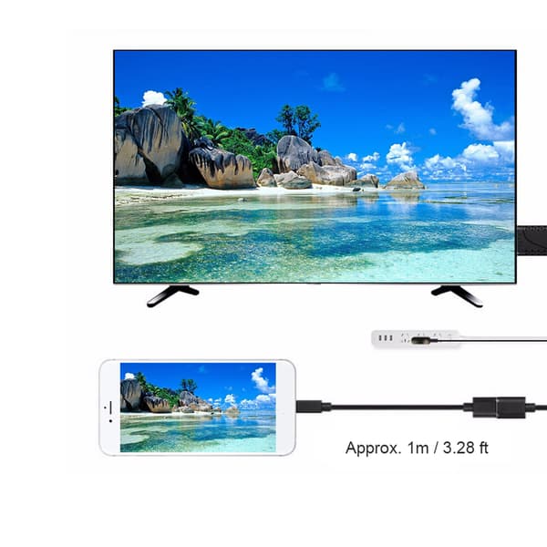 1080P USB til HDMI Adapterkabel til iPhone og Android - 2 i 1