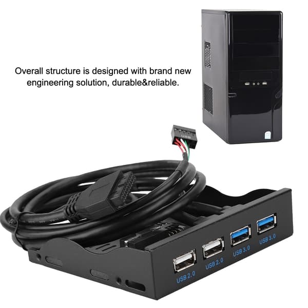 3,5-tums 19PIn T9 Pin Höghastighets USB3.0+USB2.0 4-Portars Diskettstations Frontpanel