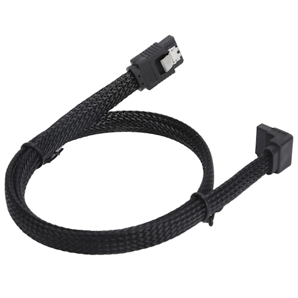 Serial ATA Cable 7P Elbow Hard Disk Data Cable Serial ATA3.0 Adapter Colored Mesh Line StyleBlack (kyynärpää)