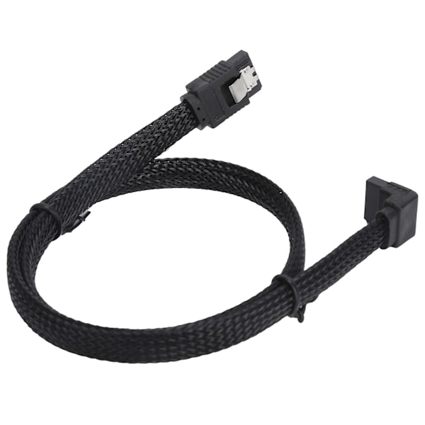 Seriell ATA-kabel 7P albueharddisk Datakabel Seriell ATA3.0-adapter med farget mesh-linjestil Svart (albue)