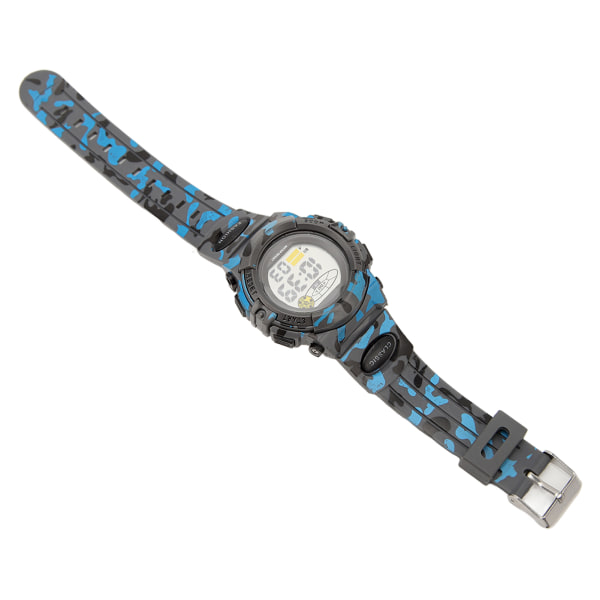 Sportsur Vandtæt Noctilucent Chronograph Watch til Mænd Student Gave Udendørs Camouflage Farve Blå