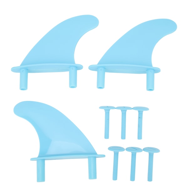 Surfbrädefenor Soft Top Tri Fin Set PVC-plast för surfvattensporter med skruvar Blå