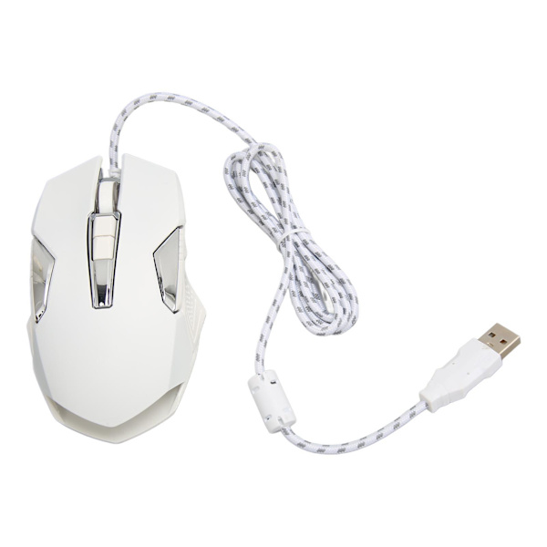 RGB Gaming Mouse Multifunktion Ergonomisk 7200 DPI trådbunden optisk spelmus med programmerbara knappar och bakgrundsbelysningsläge Vit