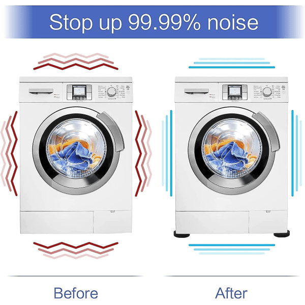 Stille gummi anti-vibrationspuder til vaskemaskine og tørretumbler vaskemaskine - sæt med 8
