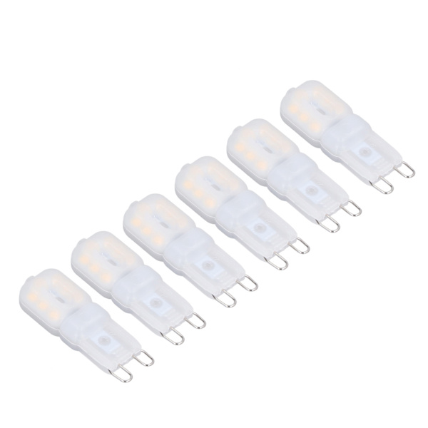6 stk G9 LED-pærer Dimbar 3W Energisparende 360 Graders Pære til Taklamper og Pendellamper Varm Hvit 110-140V