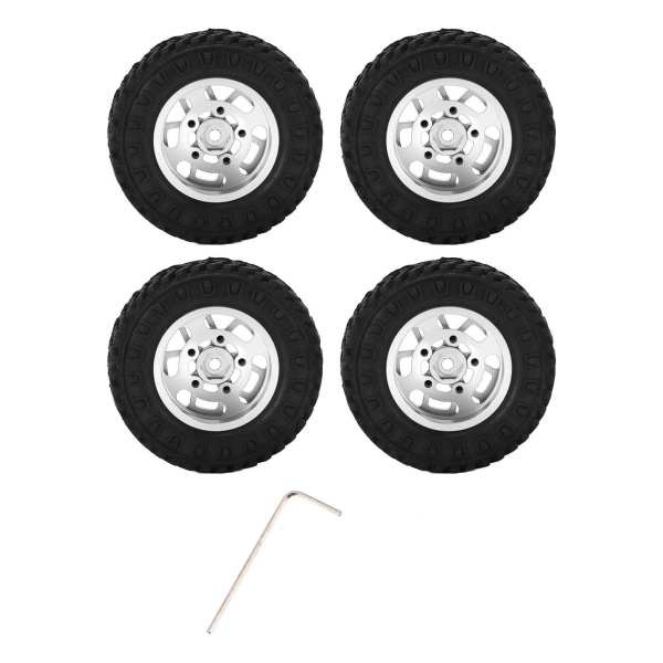 4 stk 7 mm metallhjulsfelg gummidekk for AXIAL SCX24 1/24 RC biloppgraderingstilbehør Sølv