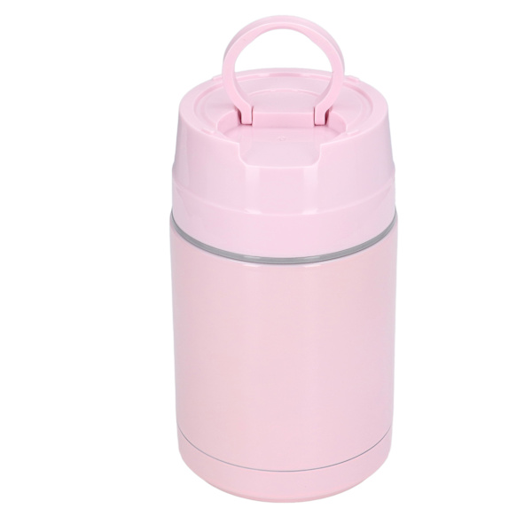 304 Rostfritt Stål Isolerad Matburk Läckagesäker Förhindra Glidning Bärbar Gryta Bägare med Sked för Utomhus Rosa 1000ml