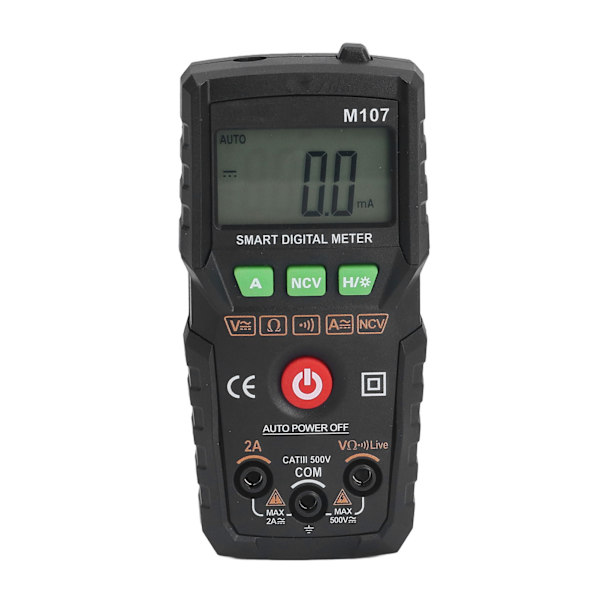 Digitalt multimeter fuldautomatisk multimeter AC DC spænding modstand kontinuitet dioder bærbar multimeter til test sort
