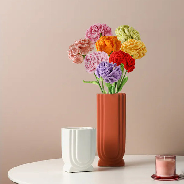 Blommor Handvävda Ull Simulering Blombukett Nejlikor Dekoration
