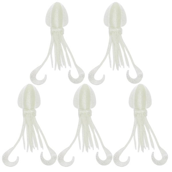 5 stk Octopus Lure Myk lysende blekksprut trolling agn for saltvanns havfiske Ca. 15 cm / 5,9 tommer