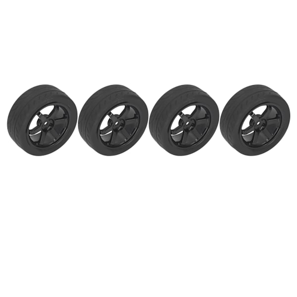 4 stk. RC Bil Dæk Gummi Plast Universal RC Bil Hjul til Tamiya TT01 TT02 XV01 XV02 1/10 Fjernstyret Køretøj Sort