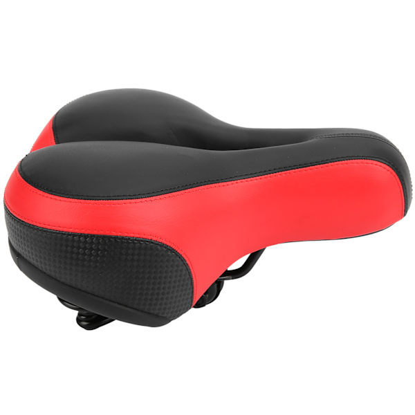 Mountainbike Saddel Komfortabel Mikrofiber Læder Huludskåret Fjeder Cykelsaddel Sæde (Sort Rød)