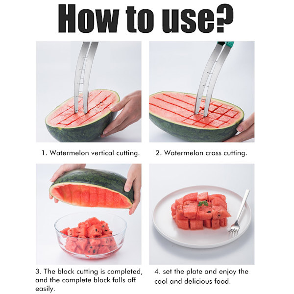 Vattenmelon Skärare Rivjärn 304 Rostfritt Stål Vattenmelon Kub Skärare Fruktsallad Melon Skärare Köks Gadget