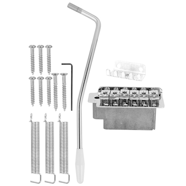 Tremolo-bro for elektrisk gitar for gitar i Stratocaster-stil med sal (sølv)