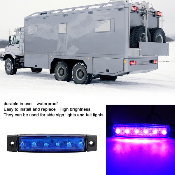 10 stk. 12V 6LED Vanntett Side Markeringslys for Buss Lastebil Tilhenger