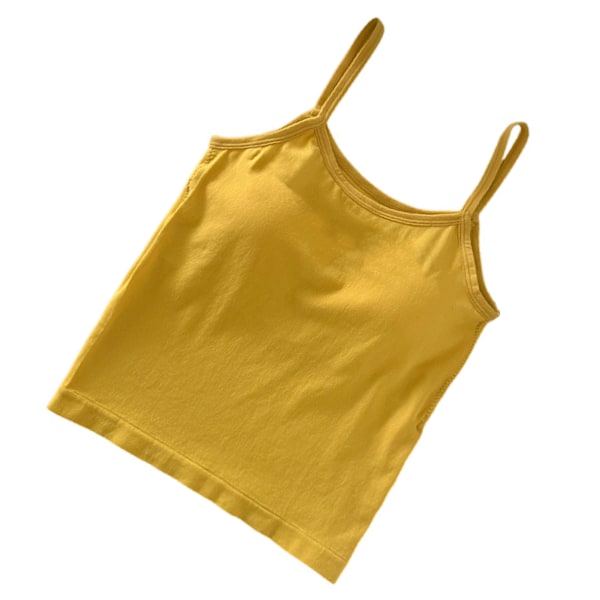 Tanktopp for kvinner, stilig spaghettistropp, smal passform, myk, lett, pustende, uten ermer, camisole til fest, utendørs, gul, fri størrelse for 40 kg til 70 kg