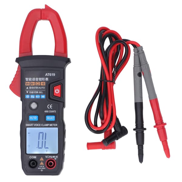 Digitalt tangamperemeter Automatisk intelligent stemmemelding ABS Rød multitester for krets