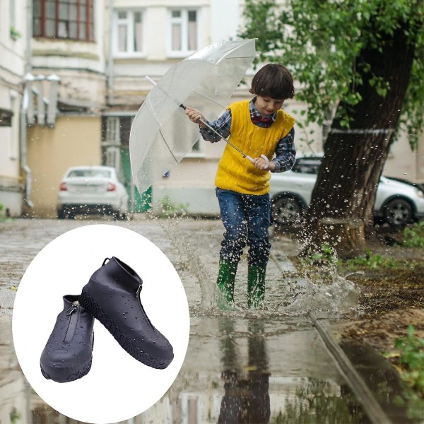 Vattentäta skoöverdrag i silikon, återanvändbara hopfällbara halkfria regnskoskydd