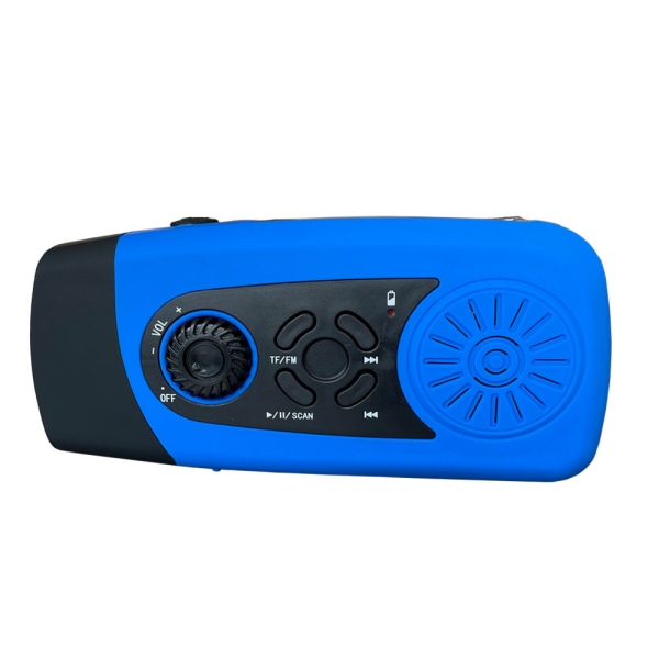 Sininen monitoiminen korttiradio, mini taskulamppu hätäradio, aurinkokennokäsikampi radio